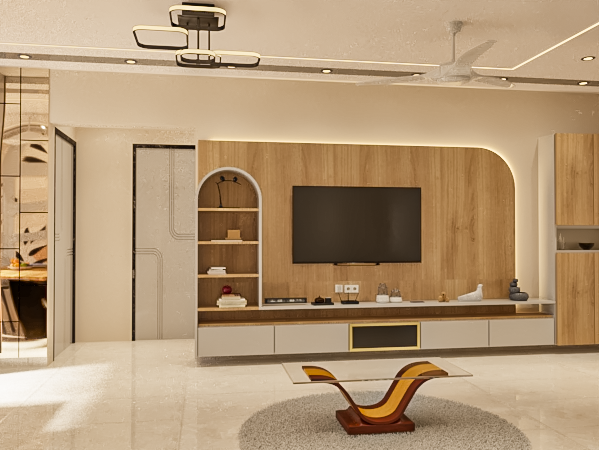 Arched Oak TV Wall
